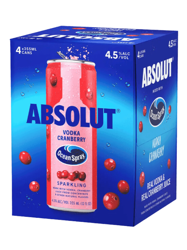 ABSOLUT OCEANSPRAY CRANBERRY 4PK