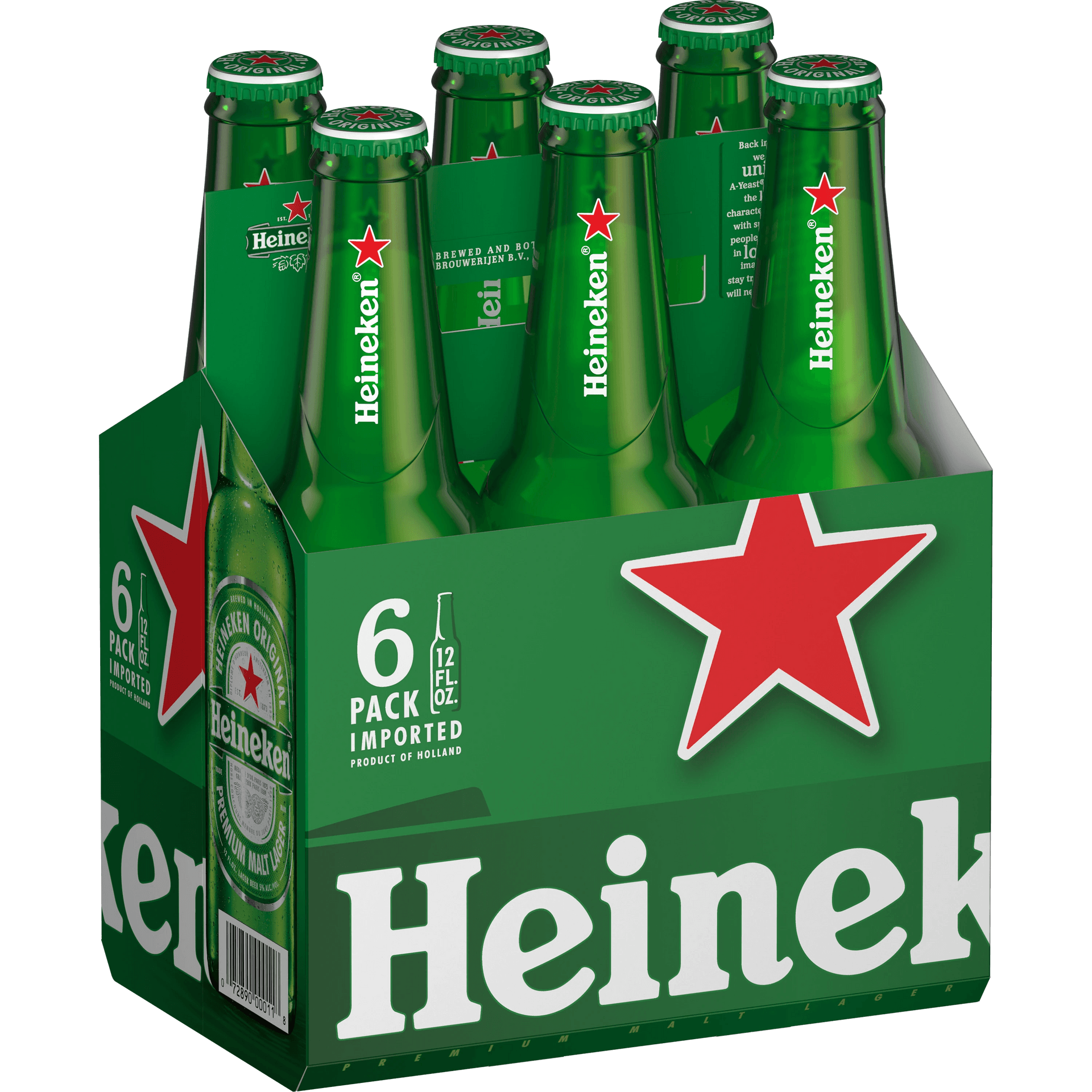 HEINEKEN LAGER 6 PACK BOTTLES 12 OZ